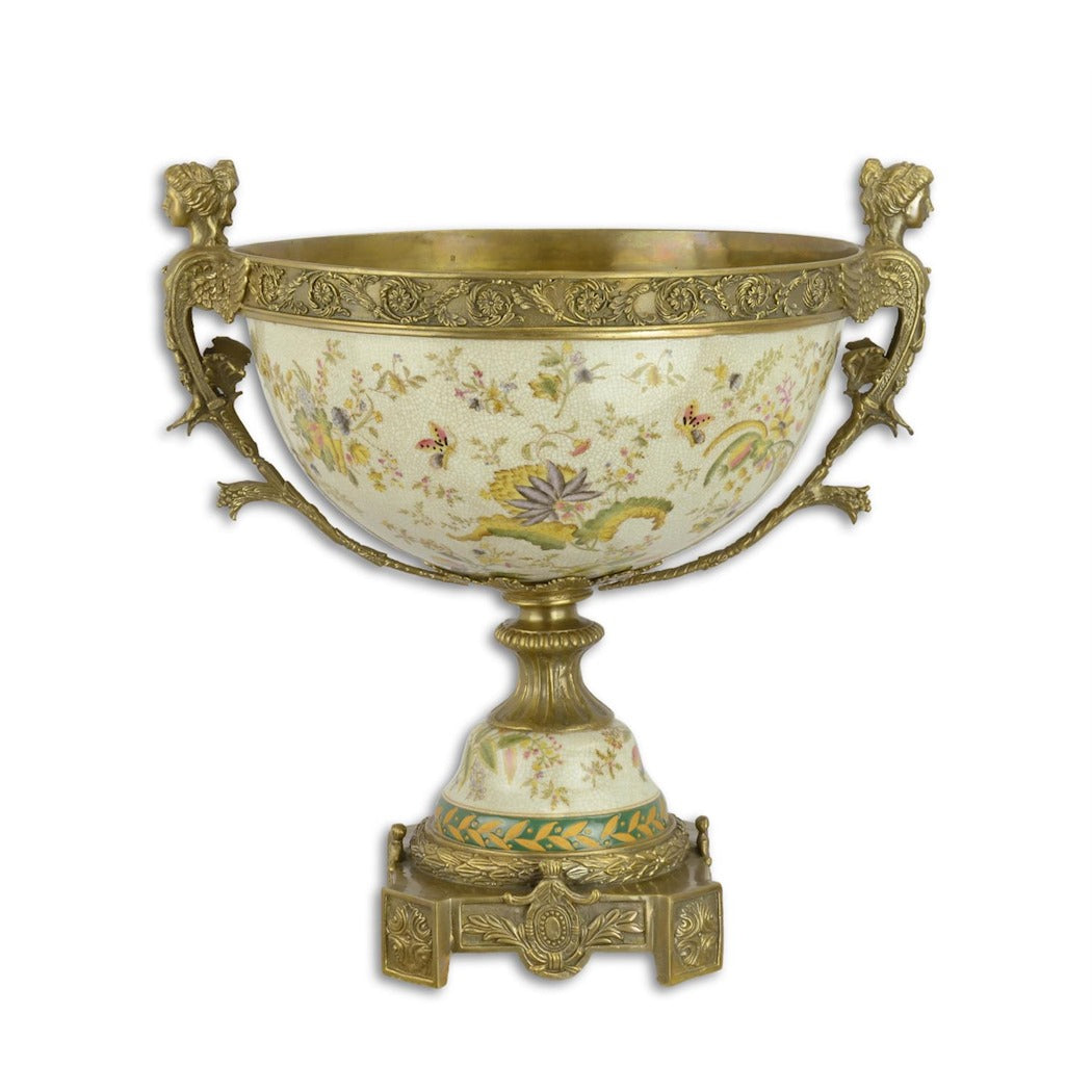 Bronze-Mounted Porcelain Centerpiece Bowl on Stand 42cm