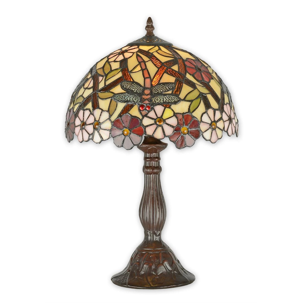 Carlazzo - Tiffany Style Dragonfly & Floral Table Lamp 46.5 cm