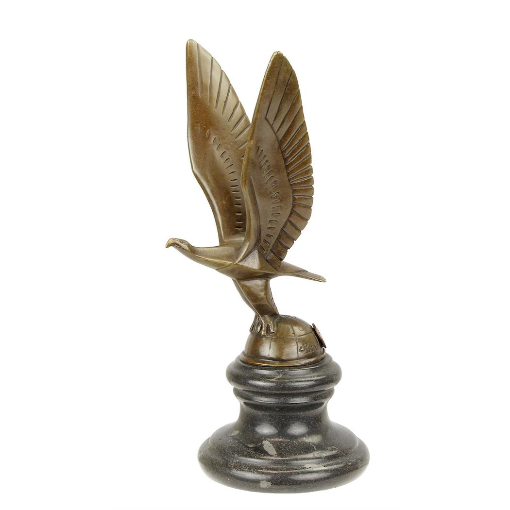 Bronze Car Mascot - Eagle on Globe 23cm