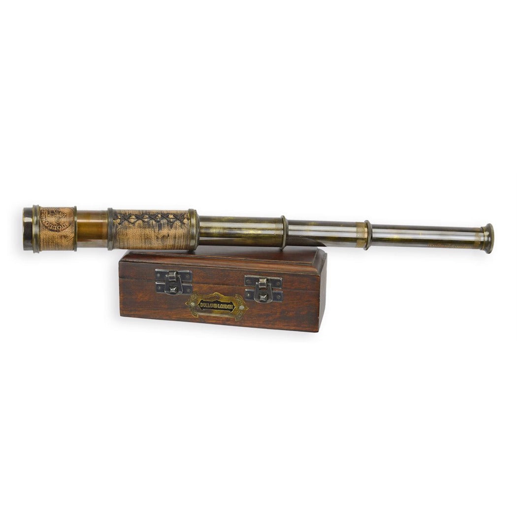 Vintage Brass Monocular Telescope in Fitted Wooden Presentation Box