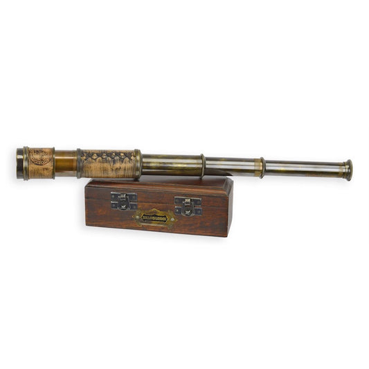 Vintage Brass Monocular Telescope in Fitted Wooden Presentation Box