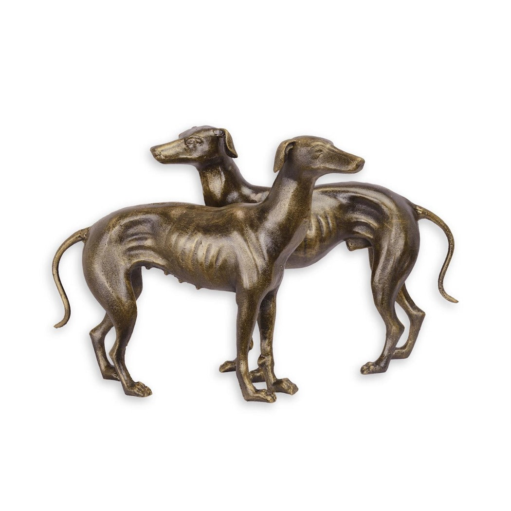 Cast Iron Greyhound Figurines (Pair) – Bronze Look 37 cm