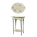 Cast Iron Art Nouveau Side Table White & Gold with Hand-Painted Floral Details