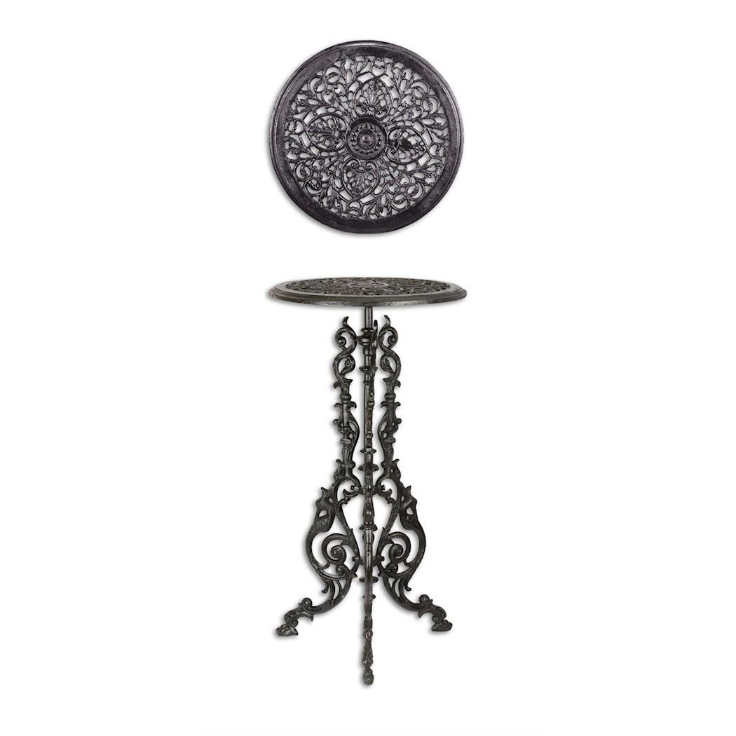 Black Cast Iron Plant Stand 69cm - Vintage Garden Side Table
