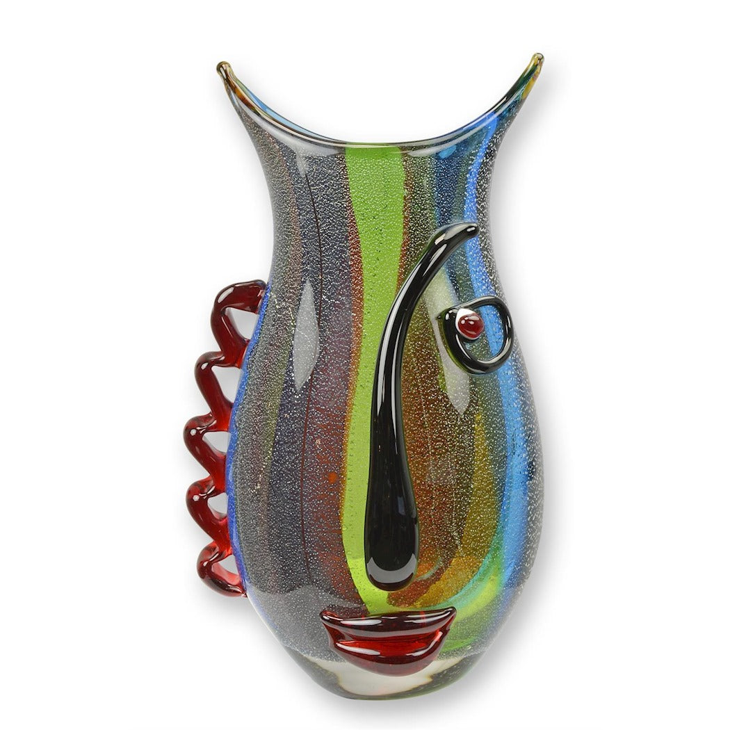 Murano Style Abstract Glass Face Vase 31cm