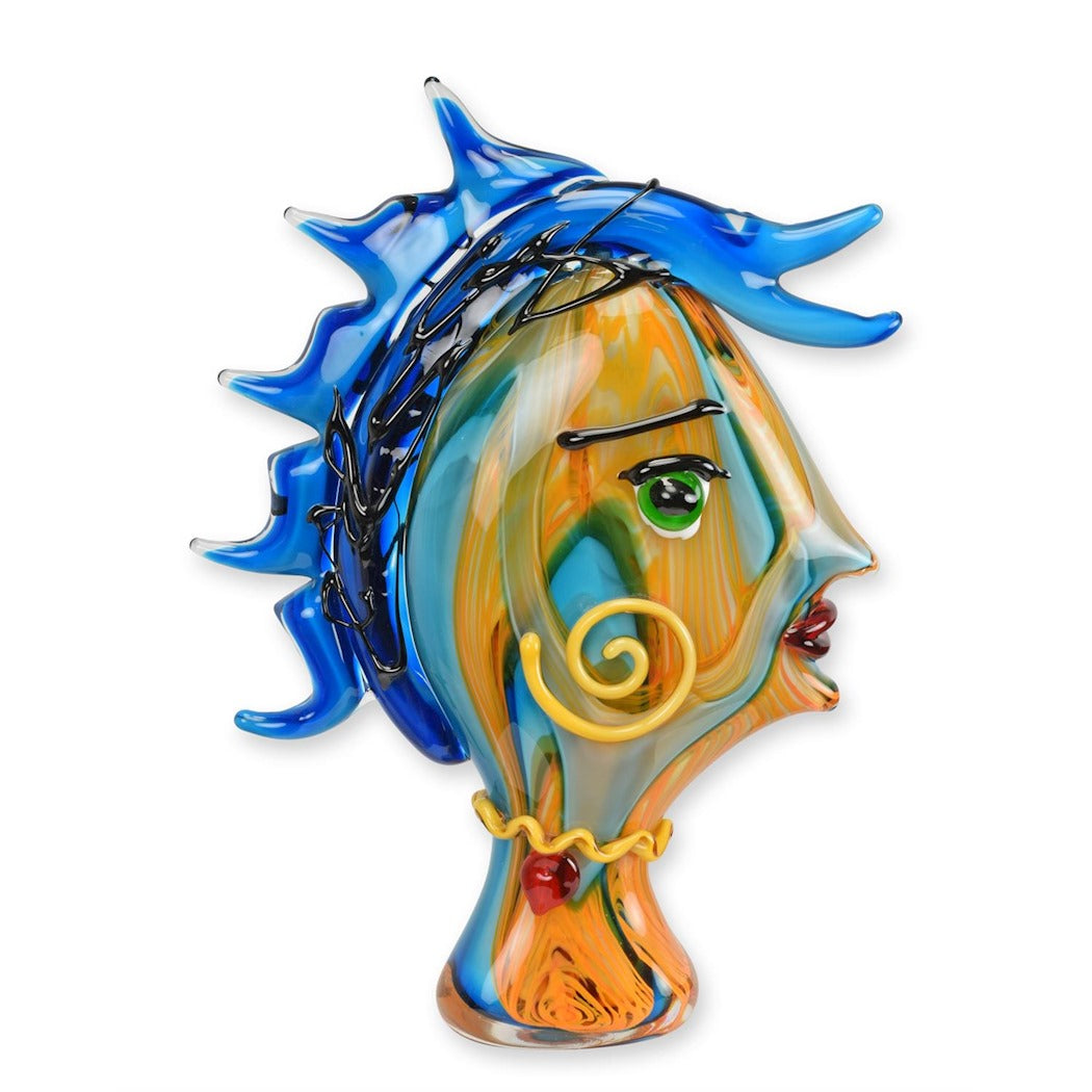Murano Style Glass Head Figurine – Abstract Woman Sculpture 39.5cm