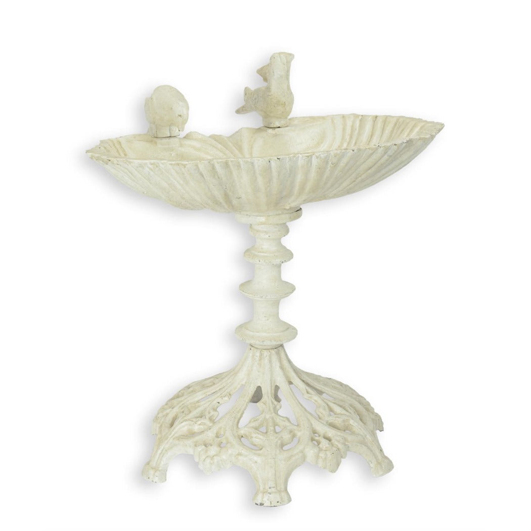 Classic Cast Iron Garden Bird Bath with Decorative Birds