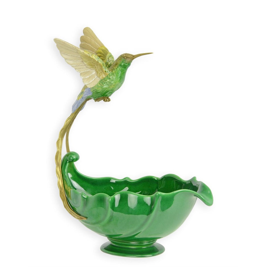 Bronze-Mounted Porcelain Hummingbird Bowl 36cm