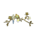 Bronze Candle Stand Mounted with Porcelain Birds 38cm