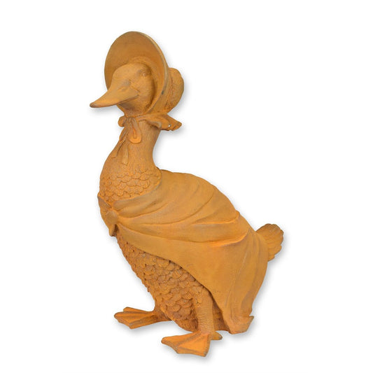 Vintage Gusseisen Mutter Gans Statue 36 cm – Rustikale Gartendekoration