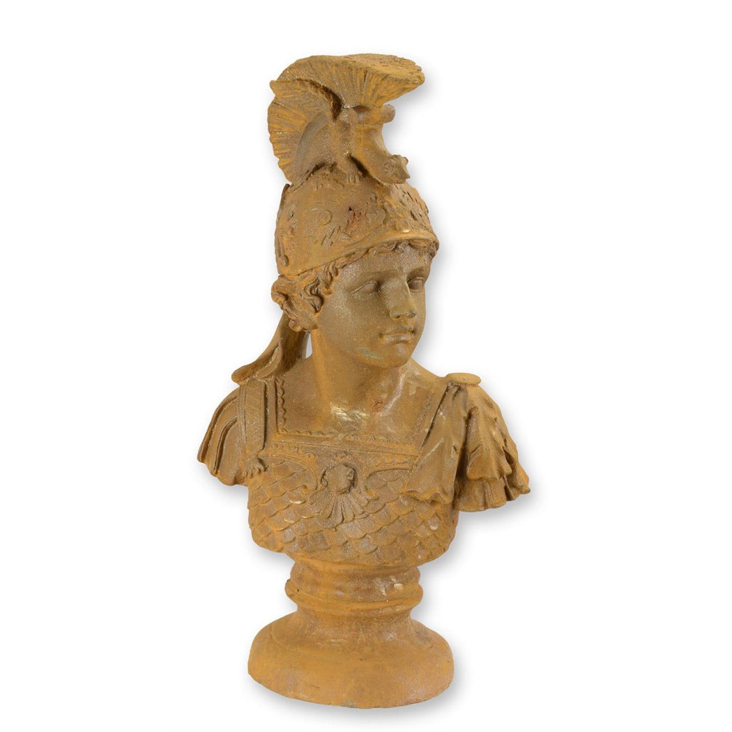 Cast Iron Roman Legionnaire Bust 46cm - Rustic Garden Sculpture