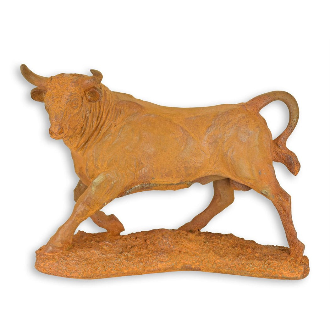 Rustic Cast Iron Bull Figurine 30cm