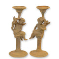 Vintage Rusty Cast Iron Putti Candlestands 47cm – Set of 2