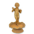 Vintage Rusty Cast Iron Putto Bird Bath 56cm – Classic Shell Garden Statue
