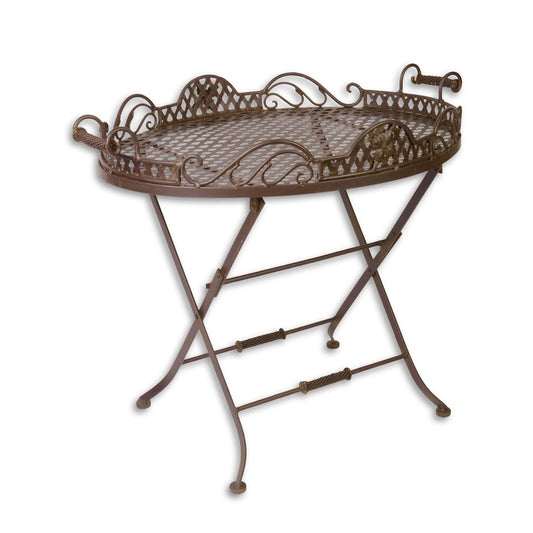 Eleganter Vintage-Butlertisch aus Eisen – Klassisches Braun