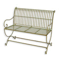 Antique Style Weathered Green Wrought Iron Garden Bench