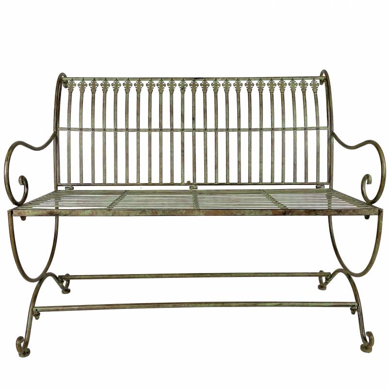 Antique Style Brown Wrought Iron Garden Bench