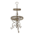 Elegant Vintage 2-Tier Round Iron Etagère – Brown