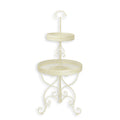 Elegant Vintage 2-Tier Round Iron Etagère – White