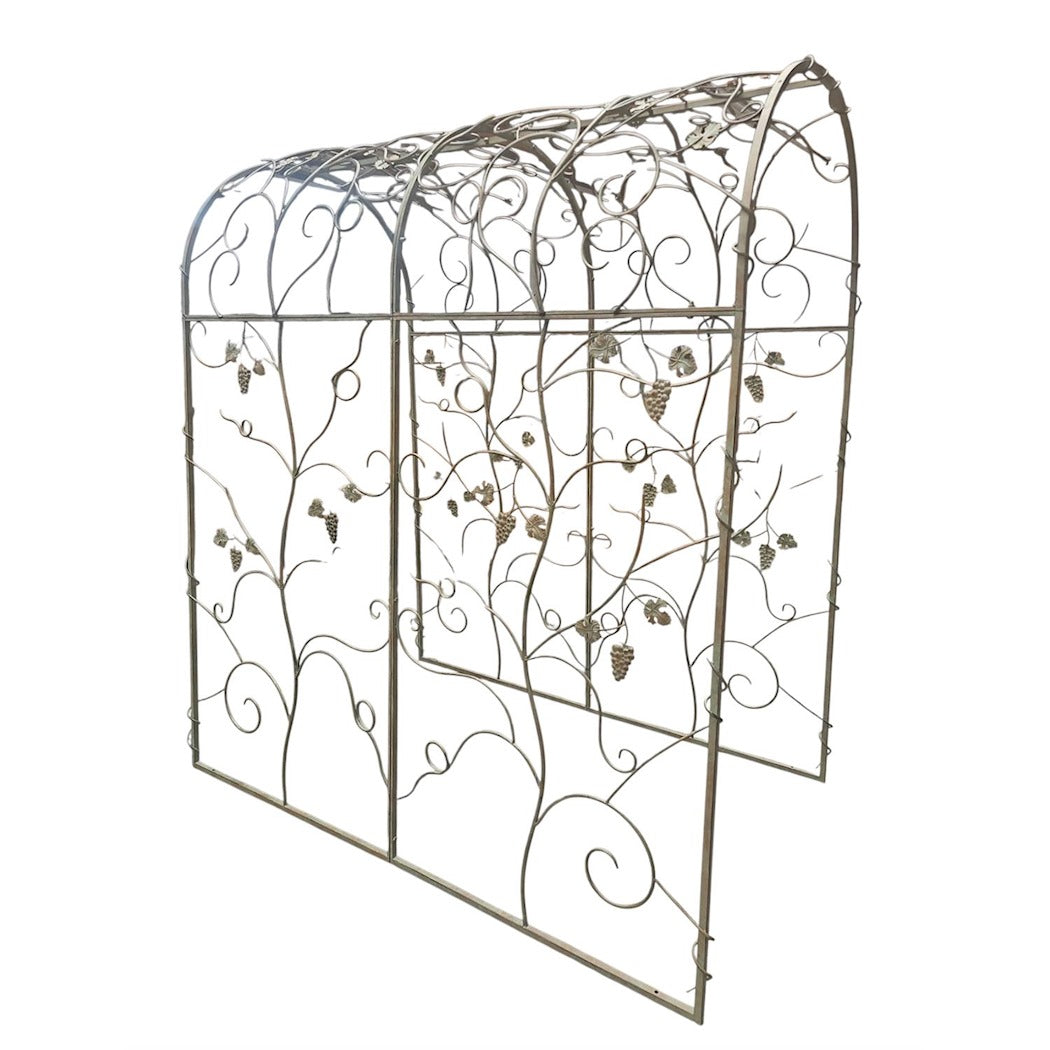 Iron Garden Arch Corridor – Decorative Rose Tunnel with Grapevine Detail
